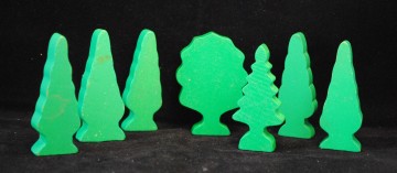 Houten trein - bomen - set van 7