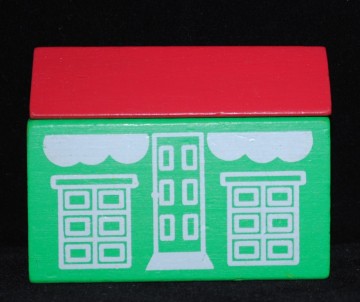 Houten trein - gebouwen - set van 3